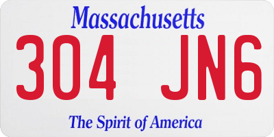 MA license plate 304JN6