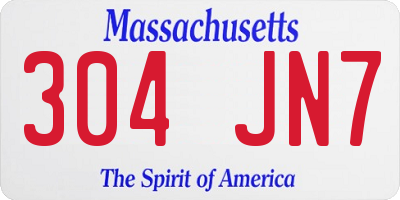 MA license plate 304JN7