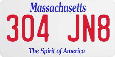 MA license plate 304JN8