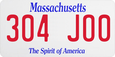MA license plate 304JO0