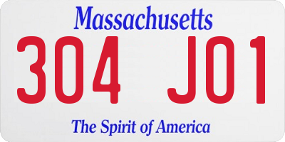 MA license plate 304JO1