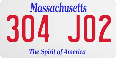 MA license plate 304JO2
