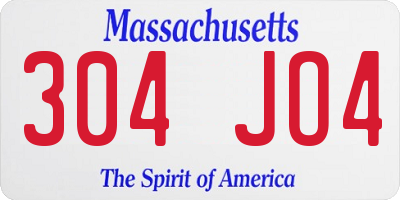 MA license plate 304JO4