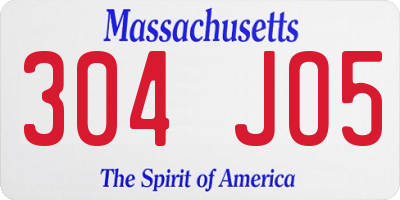 MA license plate 304JO5