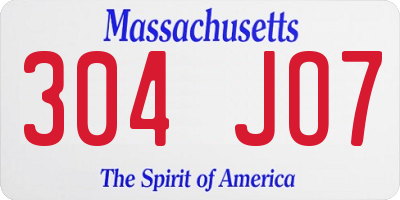 MA license plate 304JO7