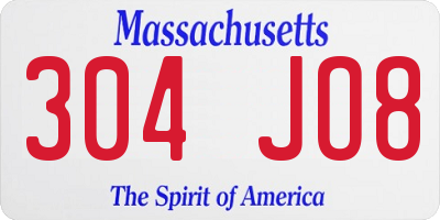 MA license plate 304JO8