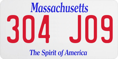 MA license plate 304JO9