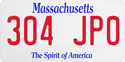 MA license plate 304JP0