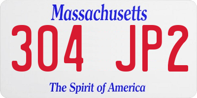 MA license plate 304JP2
