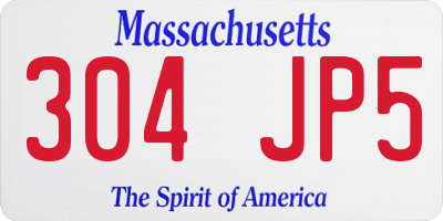 MA license plate 304JP5