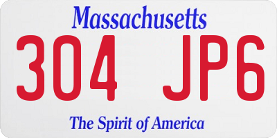 MA license plate 304JP6