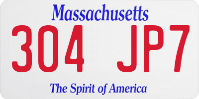 MA license plate 304JP7