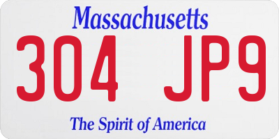 MA license plate 304JP9