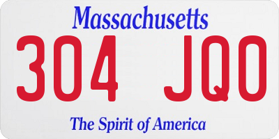 MA license plate 304JQ0
