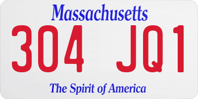 MA license plate 304JQ1