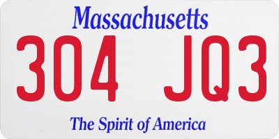 MA license plate 304JQ3