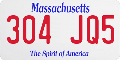 MA license plate 304JQ5