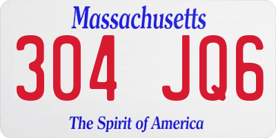 MA license plate 304JQ6