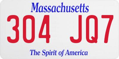 MA license plate 304JQ7