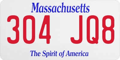 MA license plate 304JQ8
