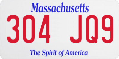 MA license plate 304JQ9