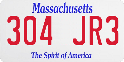 MA license plate 304JR3
