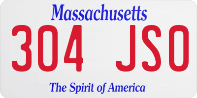 MA license plate 304JS0