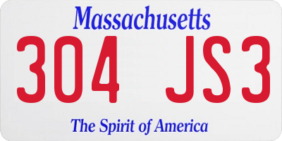 MA license plate 304JS3