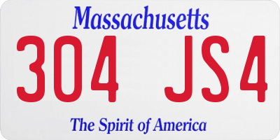 MA license plate 304JS4