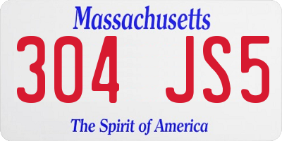 MA license plate 304JS5