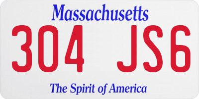 MA license plate 304JS6