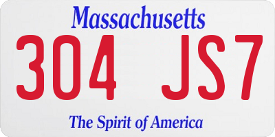MA license plate 304JS7