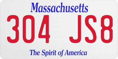 MA license plate 304JS8