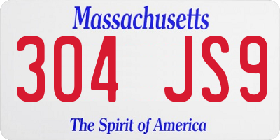 MA license plate 304JS9