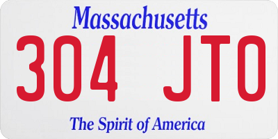 MA license plate 304JT0