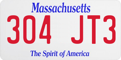 MA license plate 304JT3