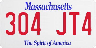 MA license plate 304JT4