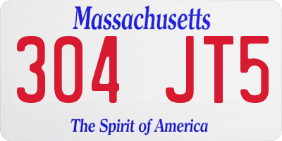 MA license plate 304JT5