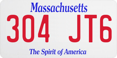MA license plate 304JT6