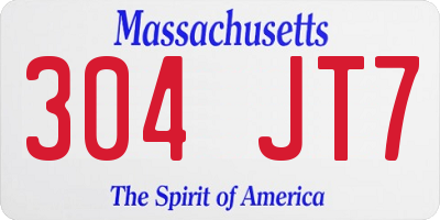 MA license plate 304JT7