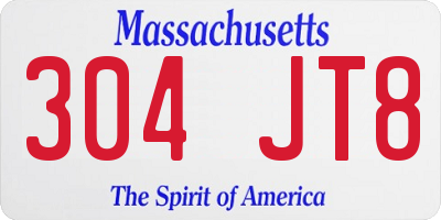 MA license plate 304JT8