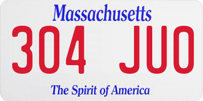 MA license plate 304JU0