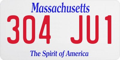 MA license plate 304JU1