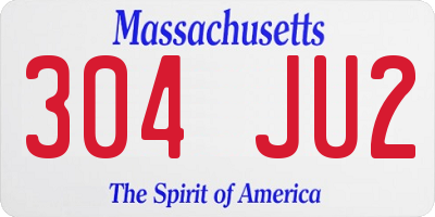 MA license plate 304JU2