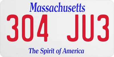 MA license plate 304JU3