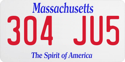 MA license plate 304JU5
