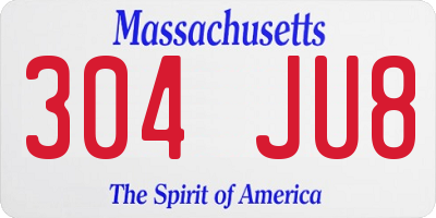 MA license plate 304JU8