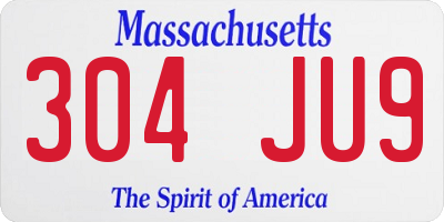 MA license plate 304JU9