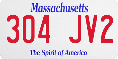MA license plate 304JV2