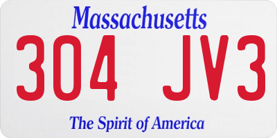 MA license plate 304JV3